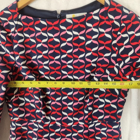 Boden Dress Womens 4 Blue Red Violette Ribbon Print Midi Kick Flare Skirt Preppy - Picture 6 of 11